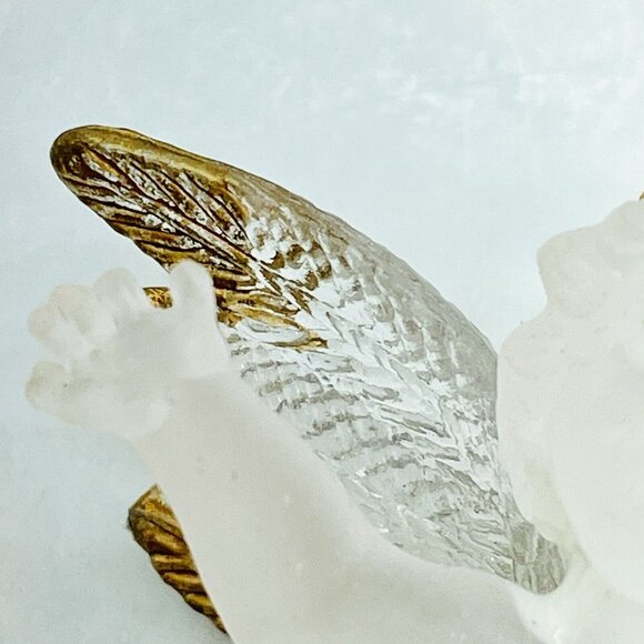 Vintage Christmas Tree Ornament Flying Angel Cherub Hand Painted Gold Wings 2.5" - Picture 7 of 11